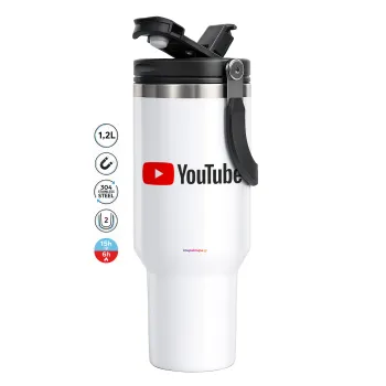 Youtube, Mega Stainless steel Tumbler with lid, double wall 1,2L