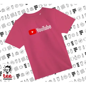 Youtube, ΡΟΖ παιδικό T-Shirt από 100% βαμβάκι, για κάθε μέρα. Vegan & OEKO-TEX πιστοποιημένο.