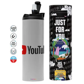 Youtube, Tumbler stainless steel GREY 600ml