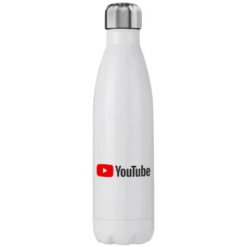 Youtube, Μεταλλικό παγούρι θερμός (Stainless steel), διπλού τοιχώματος, 750ml