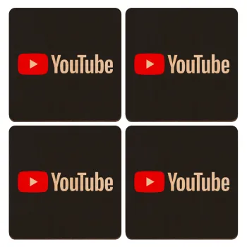 Youtube, ΣΕΤ x4 Σουβέρ ξύλινα τετράγωνα plywood (9cm)