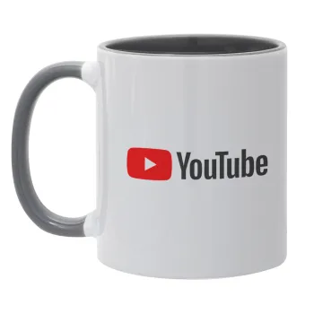 Youtube, Mug colored grey, ceramic, 330ml