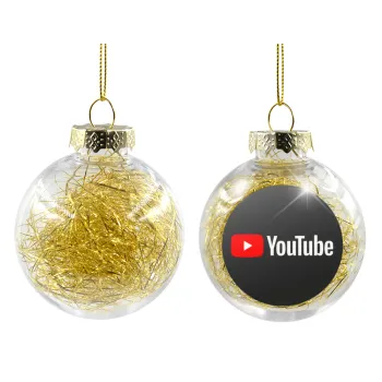 Youtube, Transparent Christmas tree ball ornament with gold filling 8cm