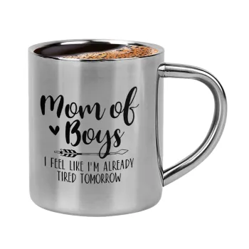 Mom of boys i feel like im already tired tomorrow, Κουπάκι μεταλλικό διπλού τοιχώματος για espresso (220ml)