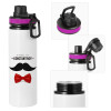 Metallic water bottle with safety lid, 850ml aluminum