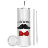 Tumbler stainless steel 600ml, with metal straw & cleaning brush