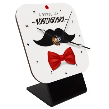 Ο νονός μου, μουστάκι με παπιγιόν, Επιτραπέζιο ρολόι ξύλινο με δείκτες (10cm)