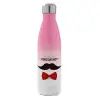 Μεταλλικό παγούρι θερμός Ροζ/Λευκό (Stainless steel), διπλού τοιχώματος, 500ml