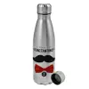 Metallic water bottle, stainless steel, 750ml