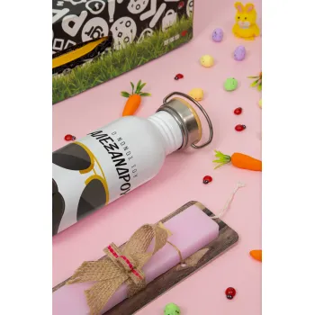 Ο νονός μου, μουστάκι με γυαλιά, Πασχαλινή Λαμπάδα με παγούρι μεταλλικό (620ml, stainless steel) & κερί αρωματικό πλακέ (30cm) (ΡΟΖ)