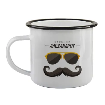 Ο νονός μου, μουστάκι με γυαλιά, Κούπα εμαγιέ με μαύρο χείλος 360ml