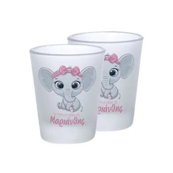 Η νονά μου, ελεφαντάκι ροζ, Σφηνοπότηρα γυάλινα 45ml του πάγου (2 τεμάχια)