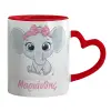 Mug heart red handle, ceramic, 330ml