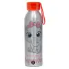 Aluminum Sports Bottle 650ml – Silver with Red Cap and Silicone Strap