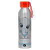 Αλουμινένιο Αθλητικό Μπουκάλι 650ml – Ασημί με Κόκκινο Καπάκι και Λουράκι Σιλικόνης