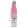 Metal mug thermos Pink/White (Stainless steel), double wall, 500ml