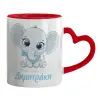 Mug heart red handle, ceramic, 330ml