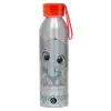 Aluminum Sports Bottle 650ml – Silver with Red Cap and Silicone Strap
