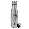 Metallic water bottle, stainless steel, 750ml