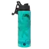 Metallic water bottle with safety lid, 850ml aluminum