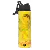 Metallic water bottle with safety lid, 850ml aluminum