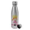 Metallic water bottle, stainless steel, 750ml