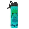 Metallic water bottle with safety lid, 850ml aluminum