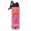 Metallic water bottle with safety lid, 850ml aluminum