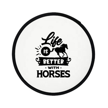 Life is Better with a Horses, Βεντάλια υφασμάτινη αναδιπλούμενη με θήκη (20cm)
