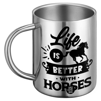 Life is Better with a Horses, BIG Mug Stainless steel double wall (450ml)