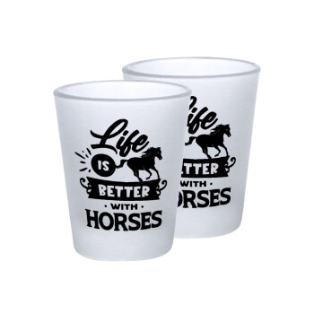 Life is Better with a Horses, Σφηνοπότηρα γυάλινα 45ml του πάγου (2 τεμάχια)