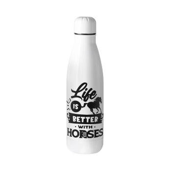 Life is Better with a Horses, Μεταλλικό παγούρι Stainless steel, 700ml
