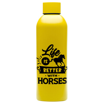 Life is Better with a Horses, Μεταλλικό παγούρι νερού, 304 Stainless Steel 800ml