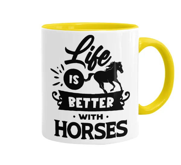 Life is Better with a Horses — Κεραμική Κίτρινη, 330ml