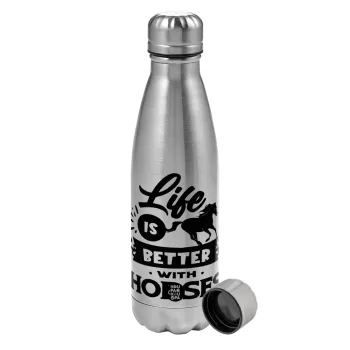 Life is Better with a Horses, Μεταλλικό παγούρι νερού, ανοξείδωτο ατσάλι, 750ml