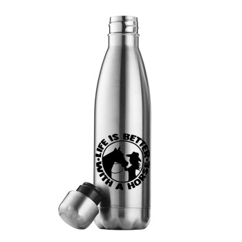 Life is Better with a Horse, Inox (Stainless steel) double-walled metal mug, 500ml