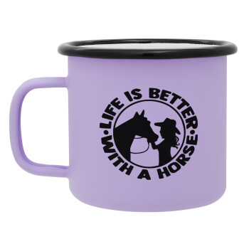 Life is Better with a Horse, Κούπα Μεταλλική εμαγιέ ΜΑΤ Light Pastel Purple 360ml