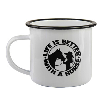 Life is Better with a Horse, Κούπα εμαγιέ με μαύρο χείλος 360ml