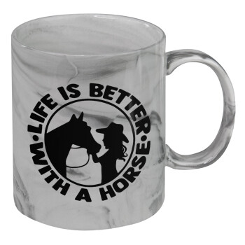 Life is Better with a Horse, Mug ceramic marble style, 330ml