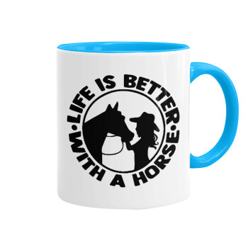 Life is Better with a Horse, Mug colored light blue, ceramic, 330ml