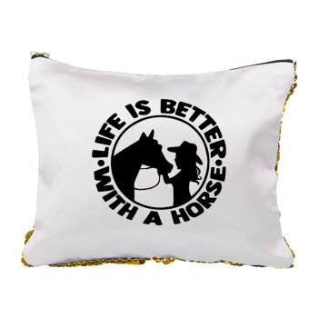 Life is Better with a Horse, Τσαντάκι νεσεσέρ με πούλιες (Sequin) Χρυσό