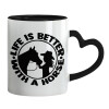 Mug heart black handle, ceramic, 330ml