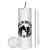 Tumbler stainless steel 600ml, with metal straw & cleaning brush