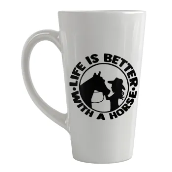 Life is Better with a Horse, Κούπα κωνική Latte Μεγάλη, κεραμική, 450ml