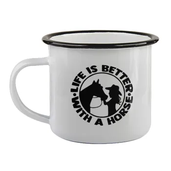 Life is Better with a Horse, Κούπα εμαγιέ με μαύρο χείλος 360ml