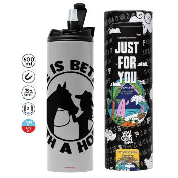 Life is Better with a Horse, Tumbler stainless steel GREY 600ml