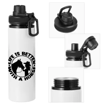 Life is Better with a Horse, Metal water bottle with safety cap, aluminum 850ml