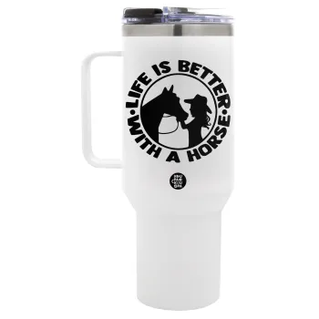 Life is Better with a Horse, Mega Tumbler με καπάκι, διπλού τοιχώματος (θερμό) 1,2L