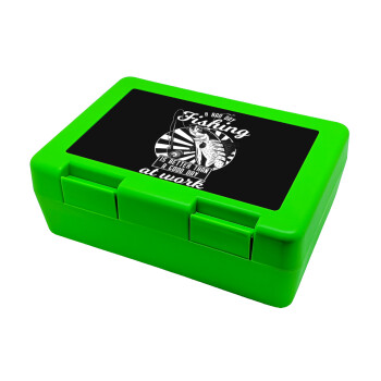 A bad day FISHING is better than a good day at work, Children's cookie container GREEN 185x128x65mm (BPA free plastic)