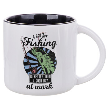 A bad day FISHING is better than a good day at work, Κούπα κεραμική 400ml Λευκή/Μαύρη
